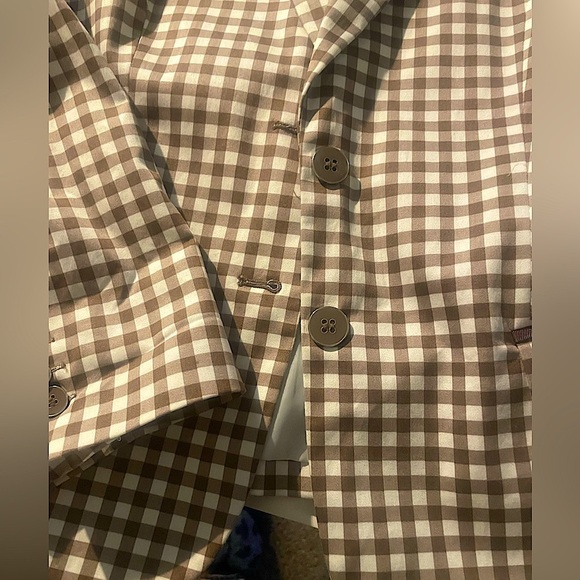 7th Avenue Suiting Plus Size 16 Brown & White Checkered Professional Blazer - Picture 8 of 8